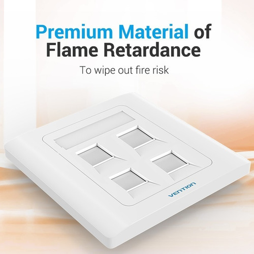 Imagen 2 de 10 de Faceplate Frente 4 Cuatro Puertos Tapa Bastidor Rj45 Vention