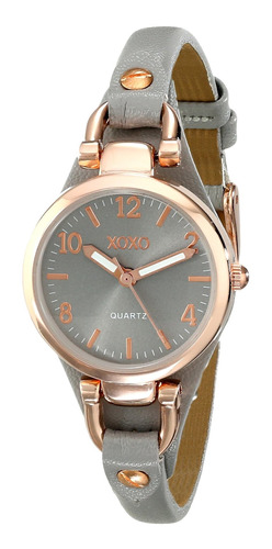 Reloj Mujer Xoxo Xo3400 Cuarzo Pulso Gris En Cuero Sintetico