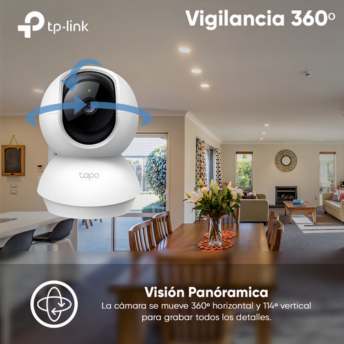 Tp-link & Cronos Kit Cámara De Video Vigilancia 1080p Full Hd Micrófono Modelo Tp-c200c-32 + Micro Sd 32 Gb / Cobertura 360° Con Seguimiento Inteligente Audio Bidireccional Y Modo Privacidad / Cctv