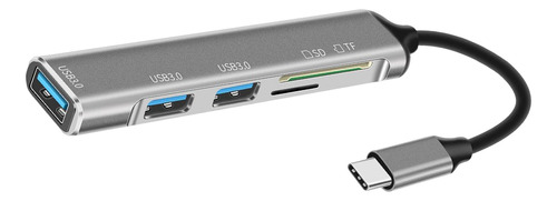 5 En 1 Usb 3.0 Tipo C Adaptador Hub Lector De Tarjetas Gris