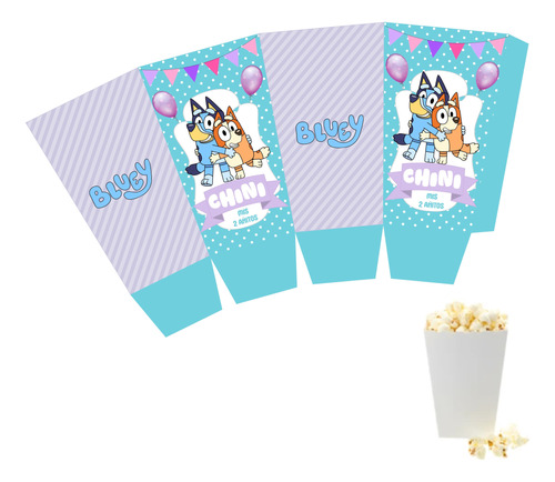 Kit Imprimible Box Popcorn Pochoclera Bluey