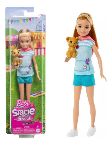 Muñeca Barbie Stacie Al Rescate Con Perro Mascota