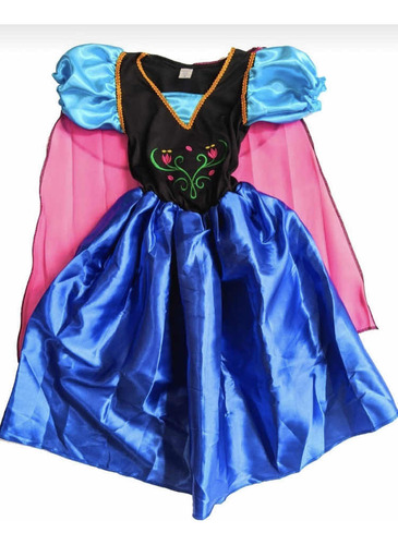 Vestido Ana Frozzen Princesa Azul Nena Largo Raso