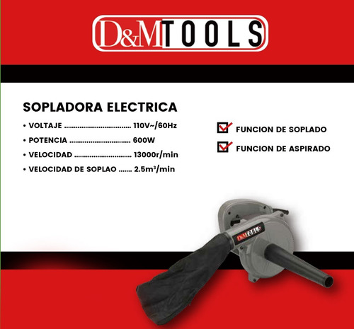 Imagen 5 de 7 de Sopladora Aspiradora Eléctrica Pc 600 Wt