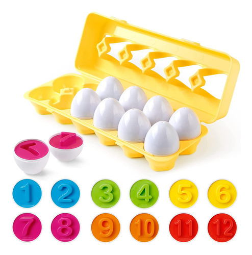 Juego Didáctico De Huevos De Colores Y Formas, 12 Piezas