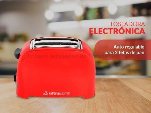 Tostadora Electrica Ultracomb To-4005 750 Watts 2 Fetas Roja