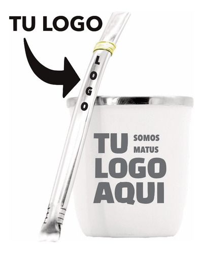 Mate Eco + Bombilla Todo Con Tu Logo Personalizado Regalo