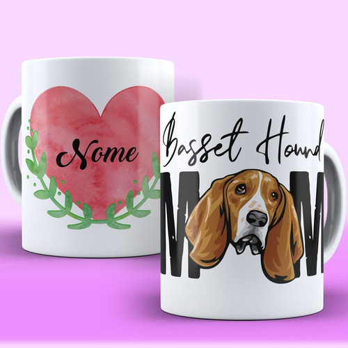 Caneca Pet Dog Basset Hound + Caixinha - Modelo 01