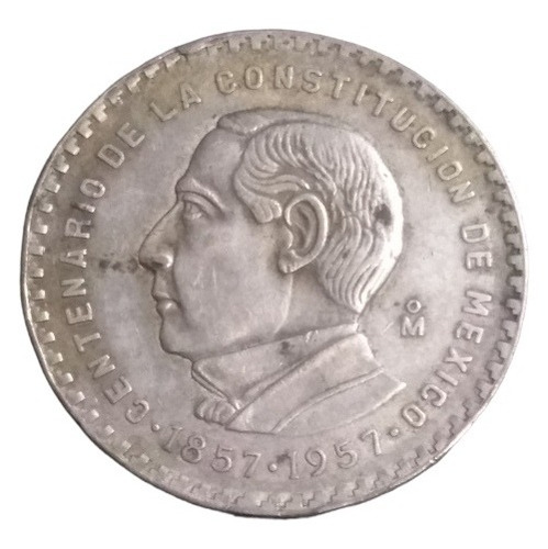 Moneda 5 Pesos Benito Juárez Plata Ley 720 Año 1957