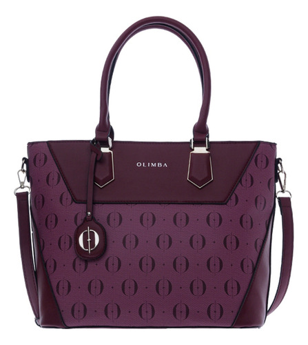 Bolsa Tote De Mujer Grande Compartimientos Amplios 88519 Violeta Oscuro Lisa Oro