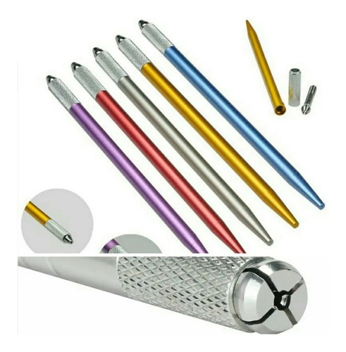 Imagen 2 de 10 de Kit Microblading Tebori, Compas O Regla Y Lapiz Dermografo