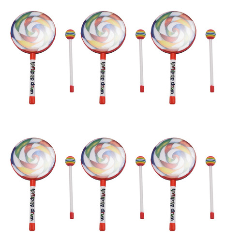 6 Tambores De Percusión Lollipop For Niños, 6 Pulgadas