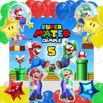 Comprar Kit Decoración Fiesta Mario Bros - Globos Mario Bros + Lona
