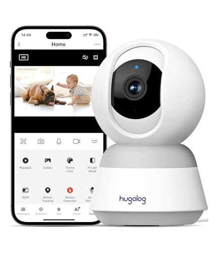 Cámara De Seguridad Hugolog 3k 5mp Para Interiores Con Giro/