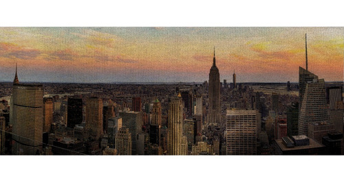 Poster Arte Panorâmica 40x100cm Paisagem Skyline Nova Iorque