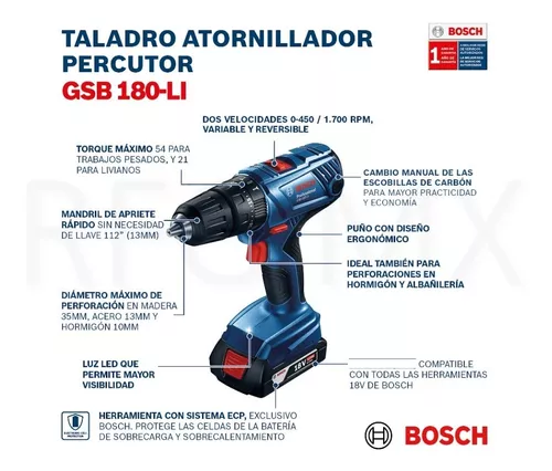 Bosch - Combo con 2 herramientas portátiles de 18V, incluye un taladro  compacto e impulsor de 1/2 pulgada y un atornillador de impacto con entrada