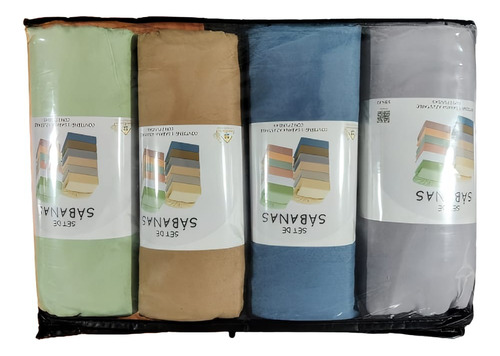 Sabanas Ajustable De Colchón + Fundas De Almohadas/set De 4. Verde Claro Liso