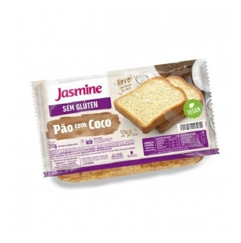 Pão Com Coco Sem Glúten 350g Jasmine Kit 5 Unidades