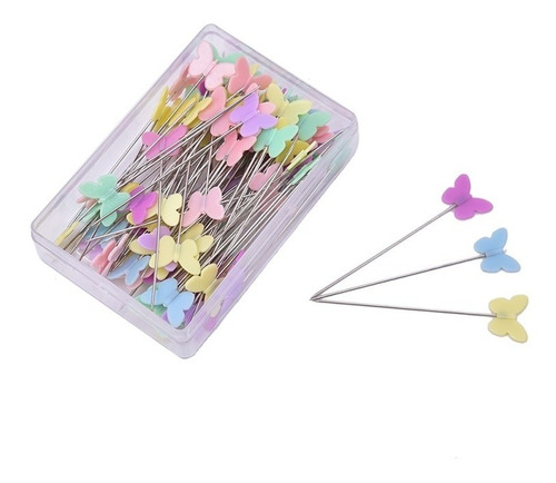 Set De 100 Alfileres Con Diseños Para Costura En Caja
