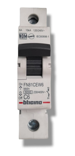 Interruptor Termomagnetic Unipolar 1x6a-6ka Bticino Fn81cew6
