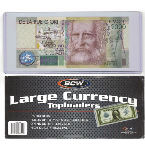 5 Micas Rígidas Bcw Para Billetes Y Cheques Grandes - Largos