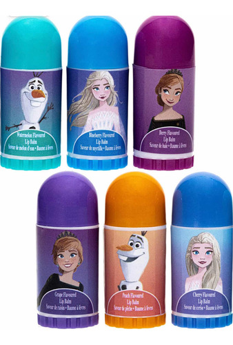 Bálsamo Labial Disney Frozen Sabores Frutales 6 Piezas
