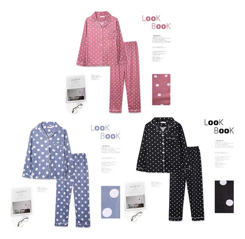 Conjunto De Pijama Para Mujer Manga Larga Ropa De Dormir