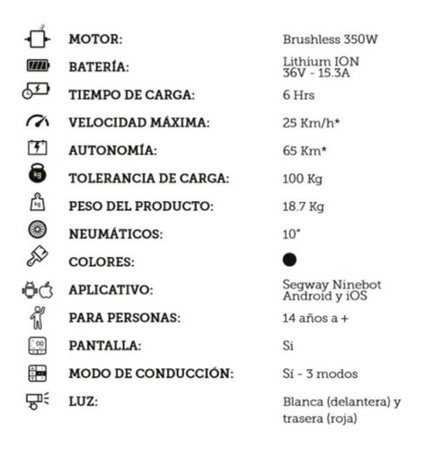 Imagen 5 de 5 de Scooter Eléctrico Ninebot Max G30p 10 , Autonomía 65 Km