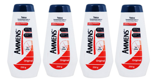 4 Talco Corporal Ammens Desodorante Original 250g