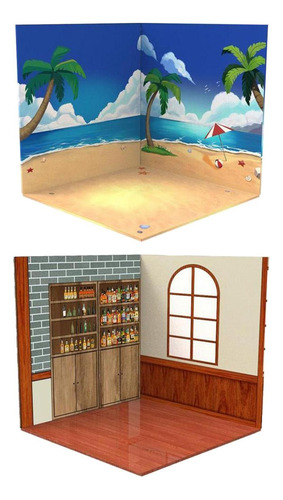 2 Uds Modelo Pantalla Telón De Fondo Diorama Garaje Para