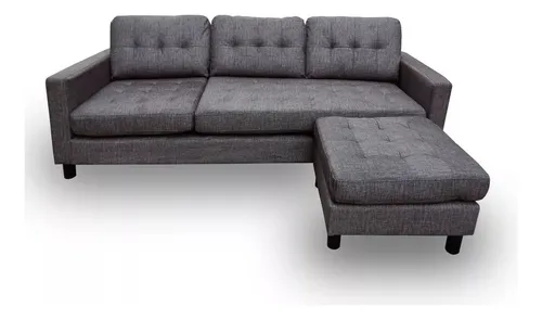 comprar Sofa De 3 Cuerpos Con Extension Chaise En Tela O Cuerina Color Gris