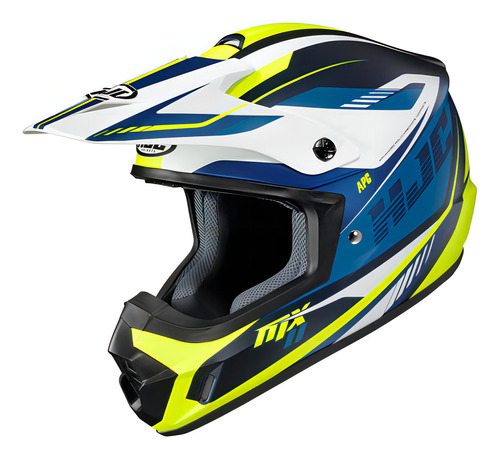 Capacete integral Hjc CS-Mx Ii Drift Off Road Ece R.22.05 branco/azul/amarelo L