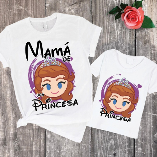 Combo Remera Madre E Hija Mamá Princesita Sofía Mujer Nena