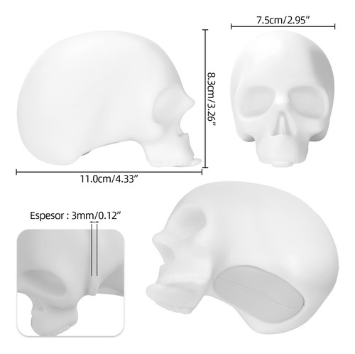 Atomus Skull Tattoo Silicone Simulation For Tattoo Praticemodelo De Simulación 3d 11*8,3*7,5cm, Silicona Elástica Suave, Un Objeto Para Múltiples Usos