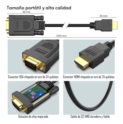 Adaptador Hdmi Macho A Vga Macho Cable Hdmi A Vga Adaptador