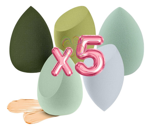Set 5 Esponja De Maquillaje Beauty Blender Color Tamaño De La Esponja Estandar