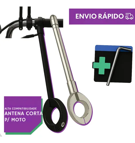Antena Corta Pipa Moto Bicicleta Retrátil Aço Inox Guidão