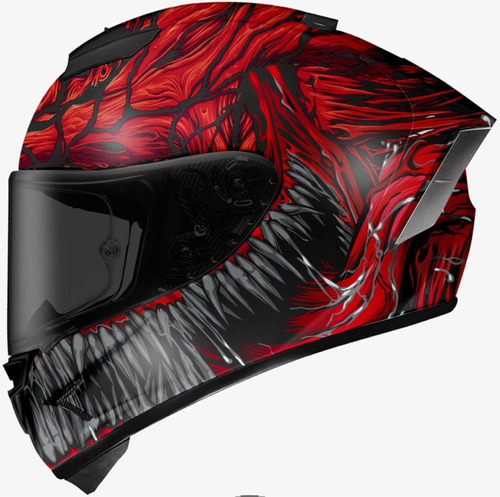 Casco Cerrado Para Moto Kov Aircut Carnivor Rojo Gris Tamaño del casco 2X