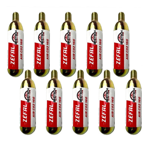 10 Cartuchos Pipeta Co2 Aire Comprimido Zefal 16 Gr Ruta Mtb