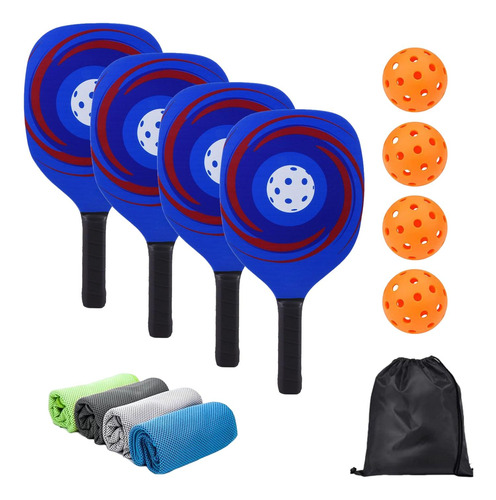 Pickleball Paletas Juego De 4, 4 Toallas Madera Premium 4