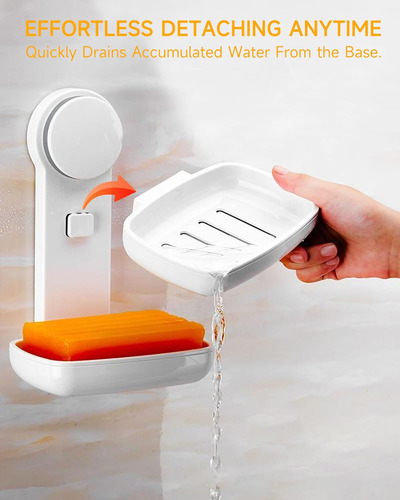 Jabonera Adhesiva Para Pared De Ducha Con Drenaje Y Doble Ni