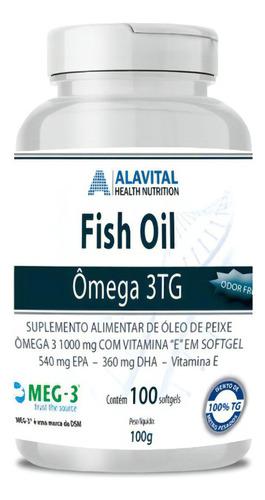 Fish Oil - Ômega 3 Tg 1000mg Alavital 100 Cápsulas