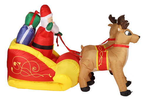 Decoración Inflable De Papá Noel Y Trineo, De Poliéster, Lum