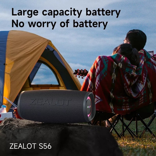 Bocina Bluetooth Portátil Zealot S56 50w Ipx67 Batería Negro
