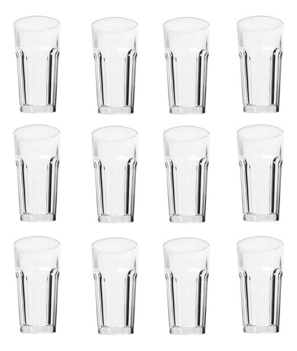 Juego 12 Vasos Lisboa Vidrio Restaurante Cristar 651 Ml Color Transparente