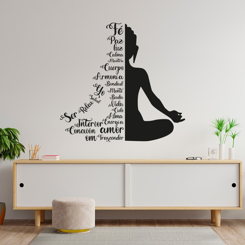 Vinilo Decorativo Buda Yoga Texto 57x54 | Quotidiano