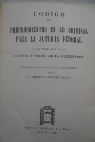 Procedimientos En Lo Criminal Para La Justicia Federal.prado