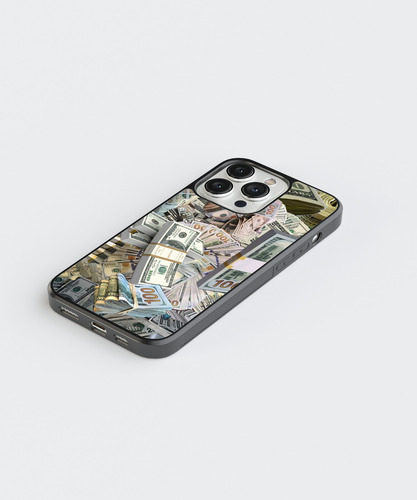 Funda Case Para Iphone Dinero Abundancia Billetes Dolares Negro Dinero 14 Plus