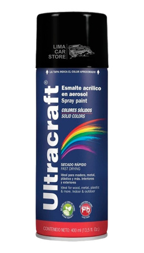 Spray Pintura Negro Mate 400ml Madera Metal Plastico