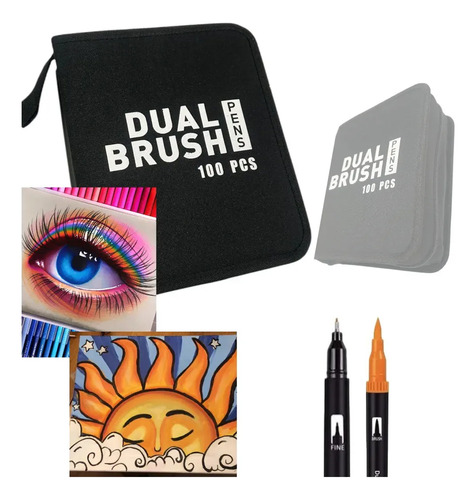Marcadores De 100 Cores Plumones Tip Brush Double Point